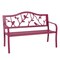 Red Metal Outdoor Garden Bench with Bird Backrest for Patio Decor